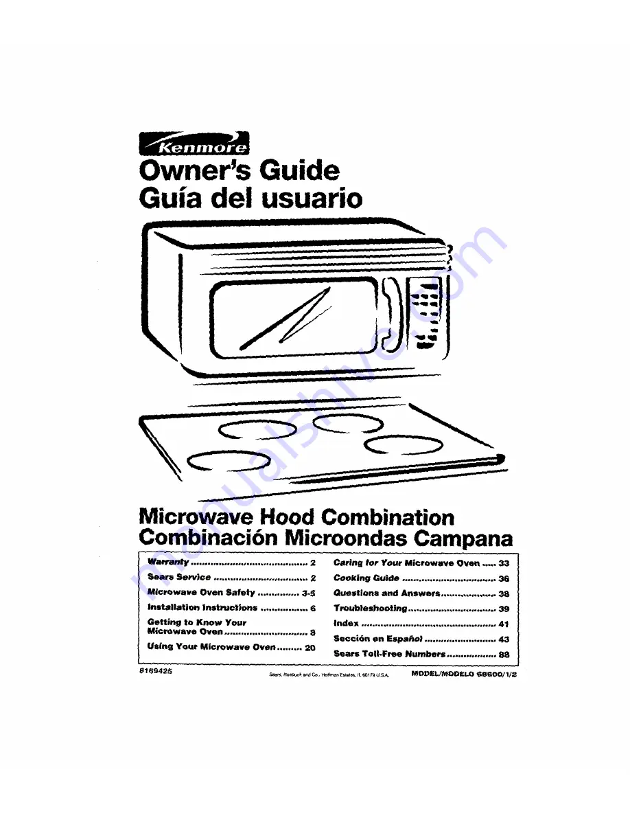 Kenmore 66568600890 Owner'S Manual Download Page 1