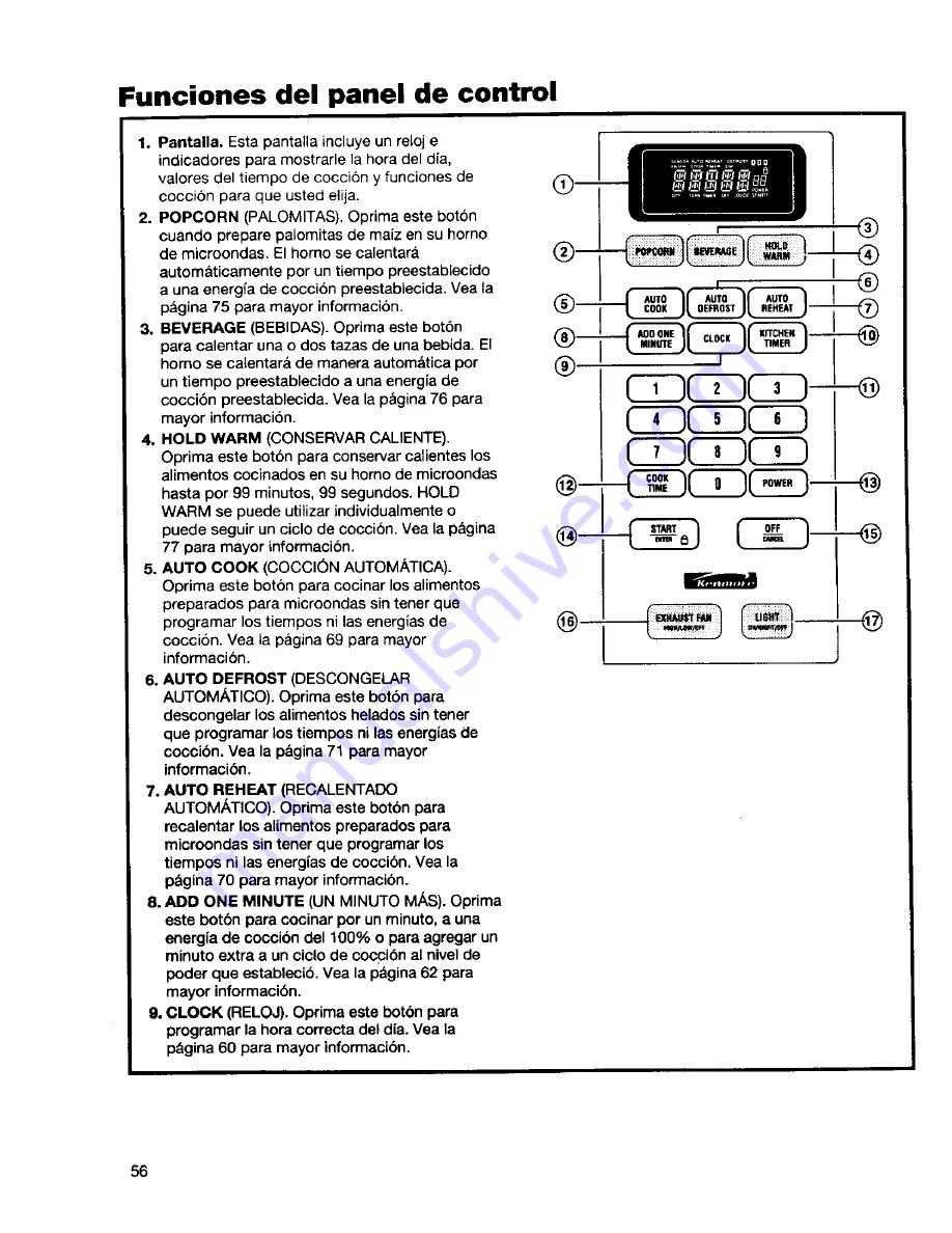 Kenmore 66568600890 Owner'S Manual Download Page 56