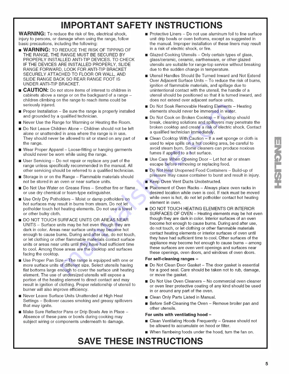 Kenmore 66598003701 Use & Care Manual Download Page 5