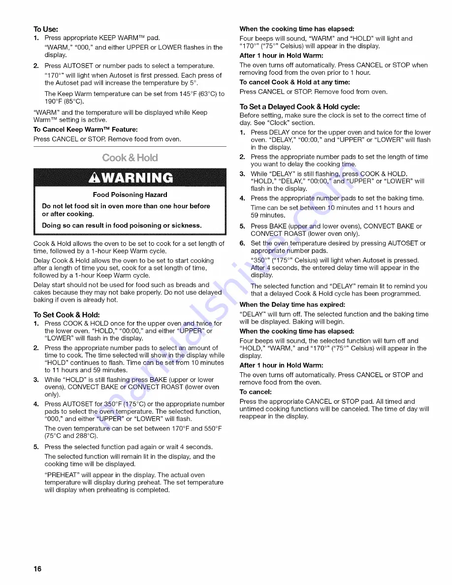 Kenmore 66598003701 Use & Care Manual Download Page 16