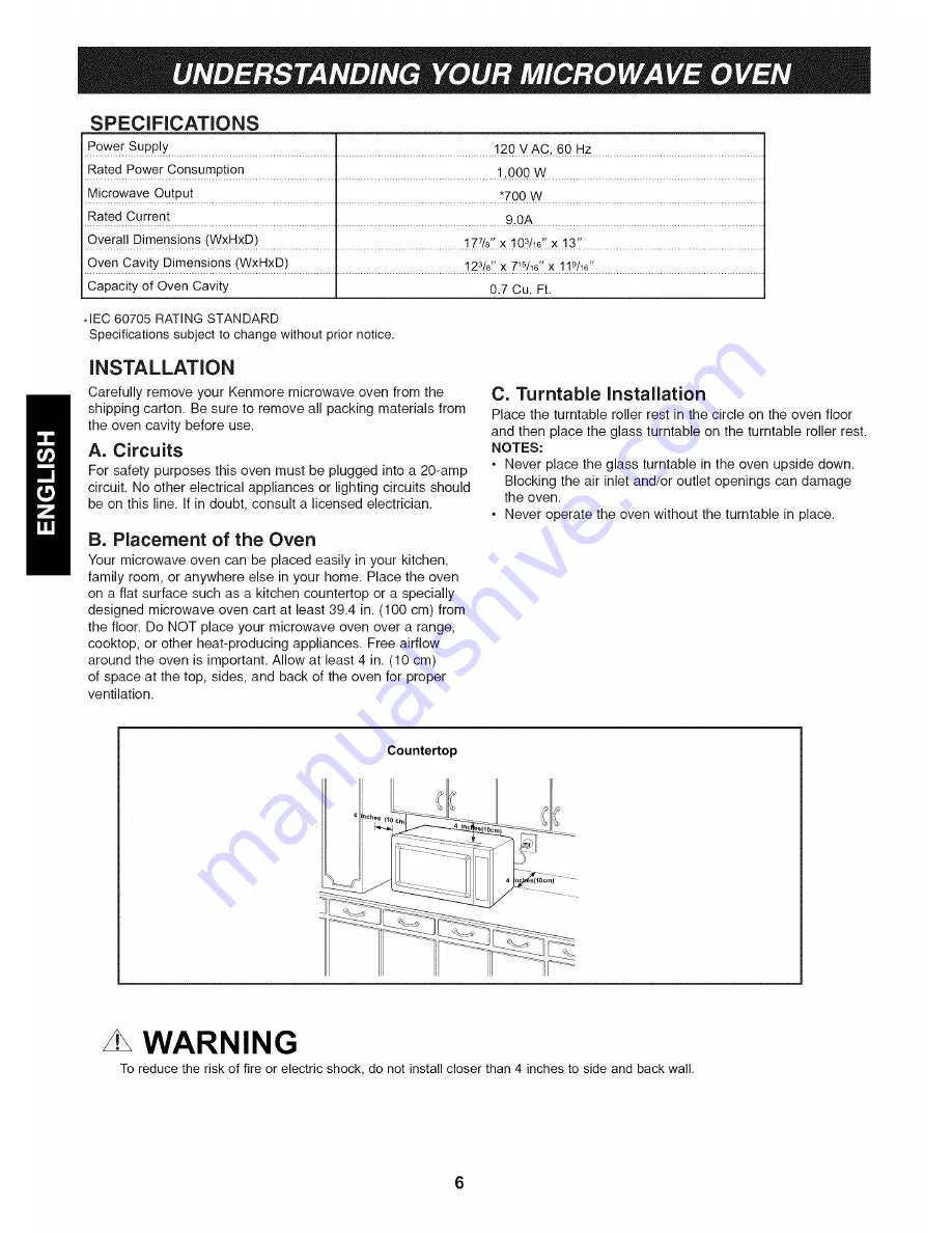 Kenmore 6907 - 7 Cubic Feet Counter Top Microwave Скачать руководство пользователя страница 6