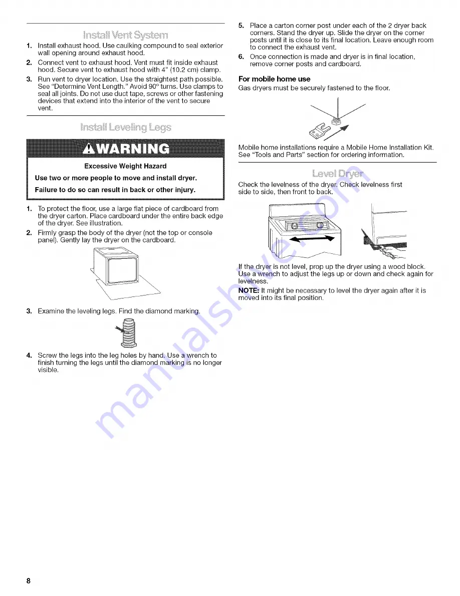 Kenmore 6972 - 700 7.5 cu. Ft. Capacity Electric Dryer Скачать руководство пользователя страница 8