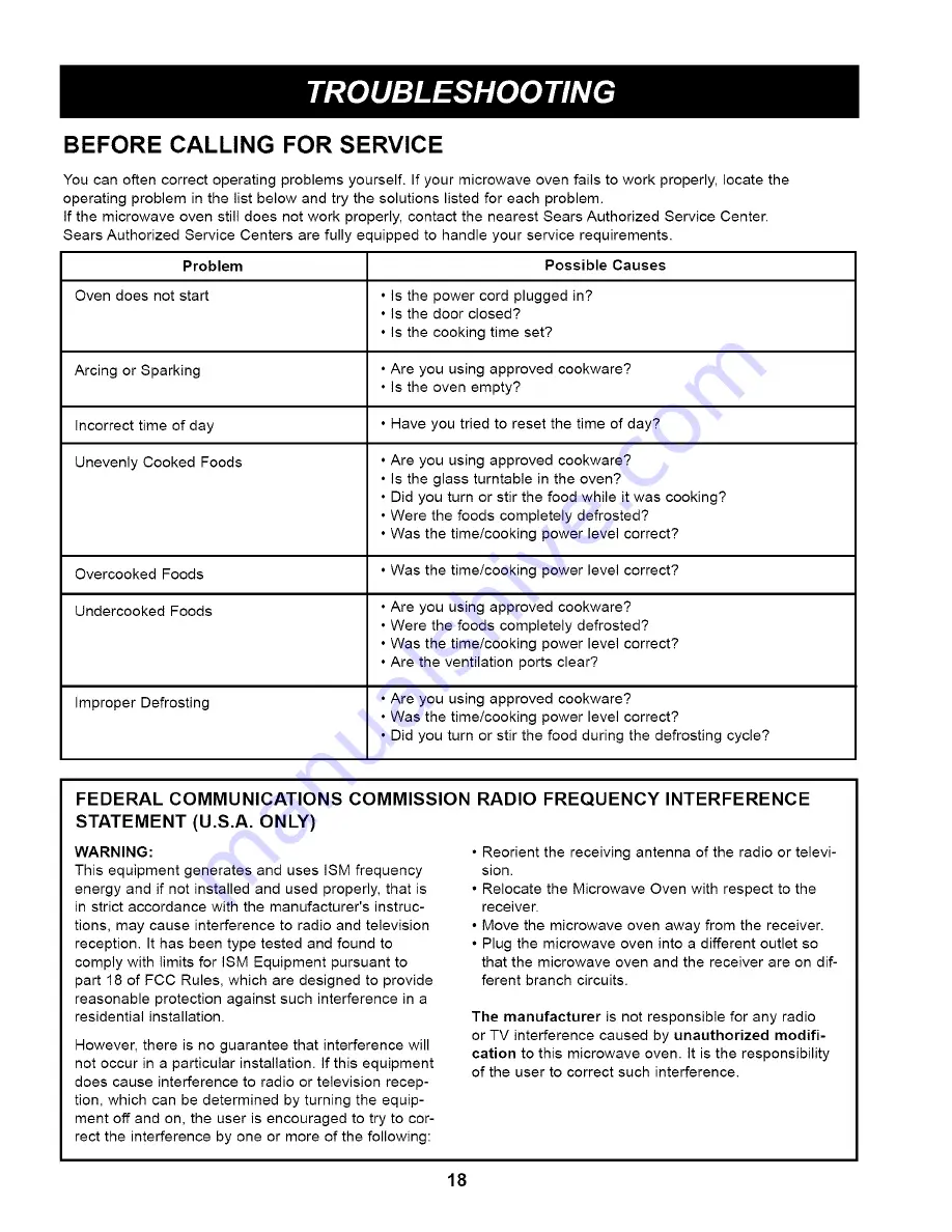 Kenmore 721.62212 Use And Care Manual Download Page 18