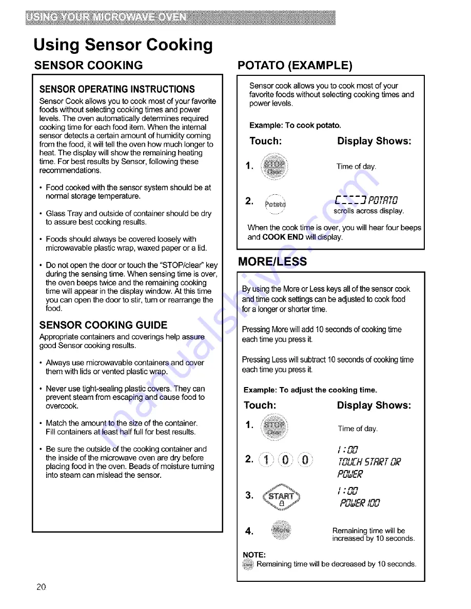 Kenmore 721.63652 Use And Care Manual Download Page 20