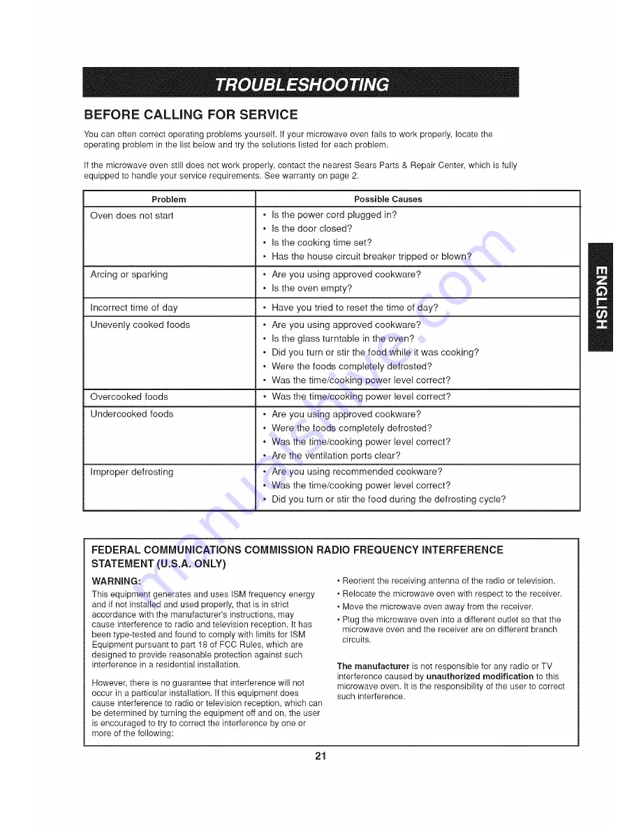 Kenmore 721.66993 Use & Care Manual Download Page 21