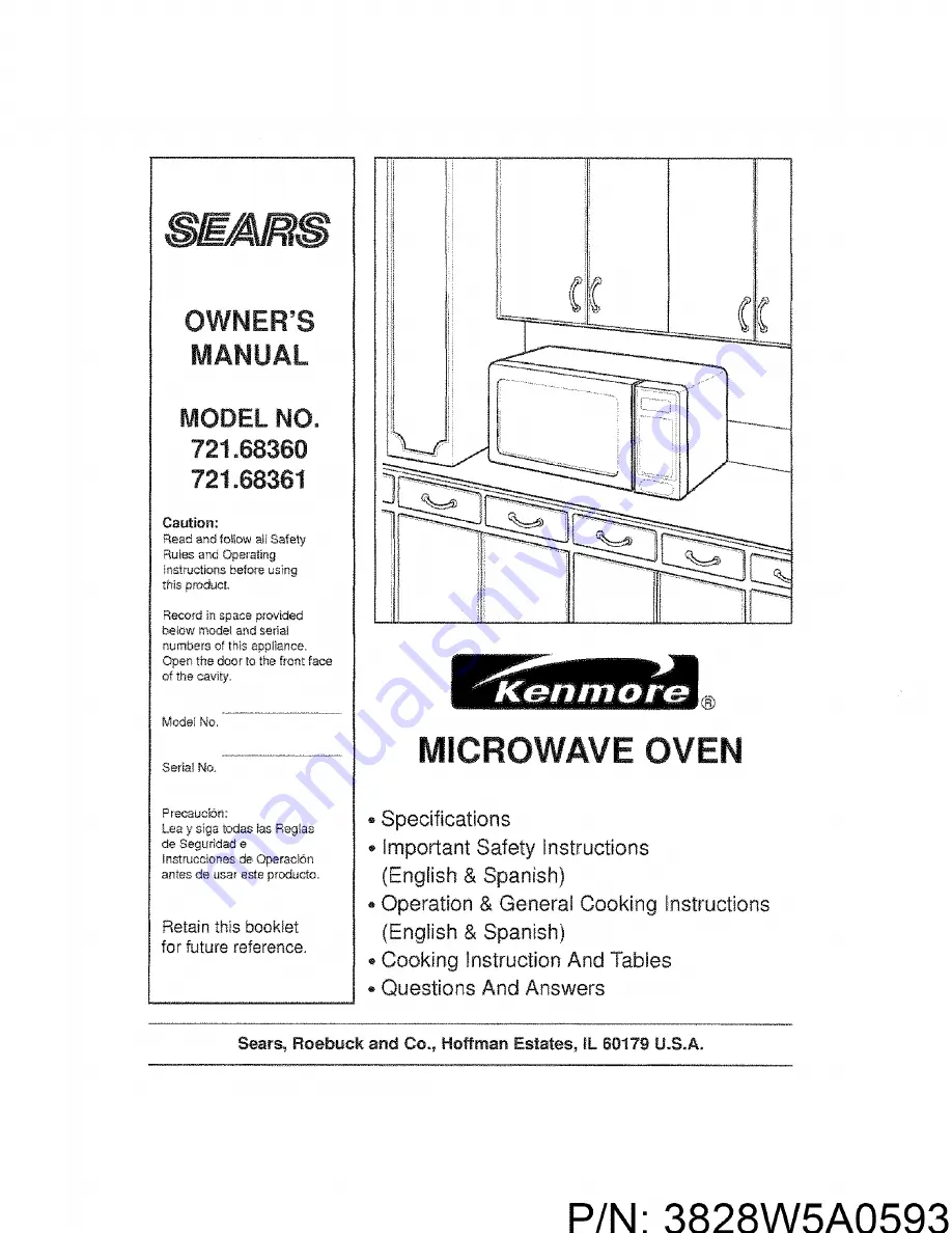 Kenmore 721.68360 Owner'S Manual Download Page 1