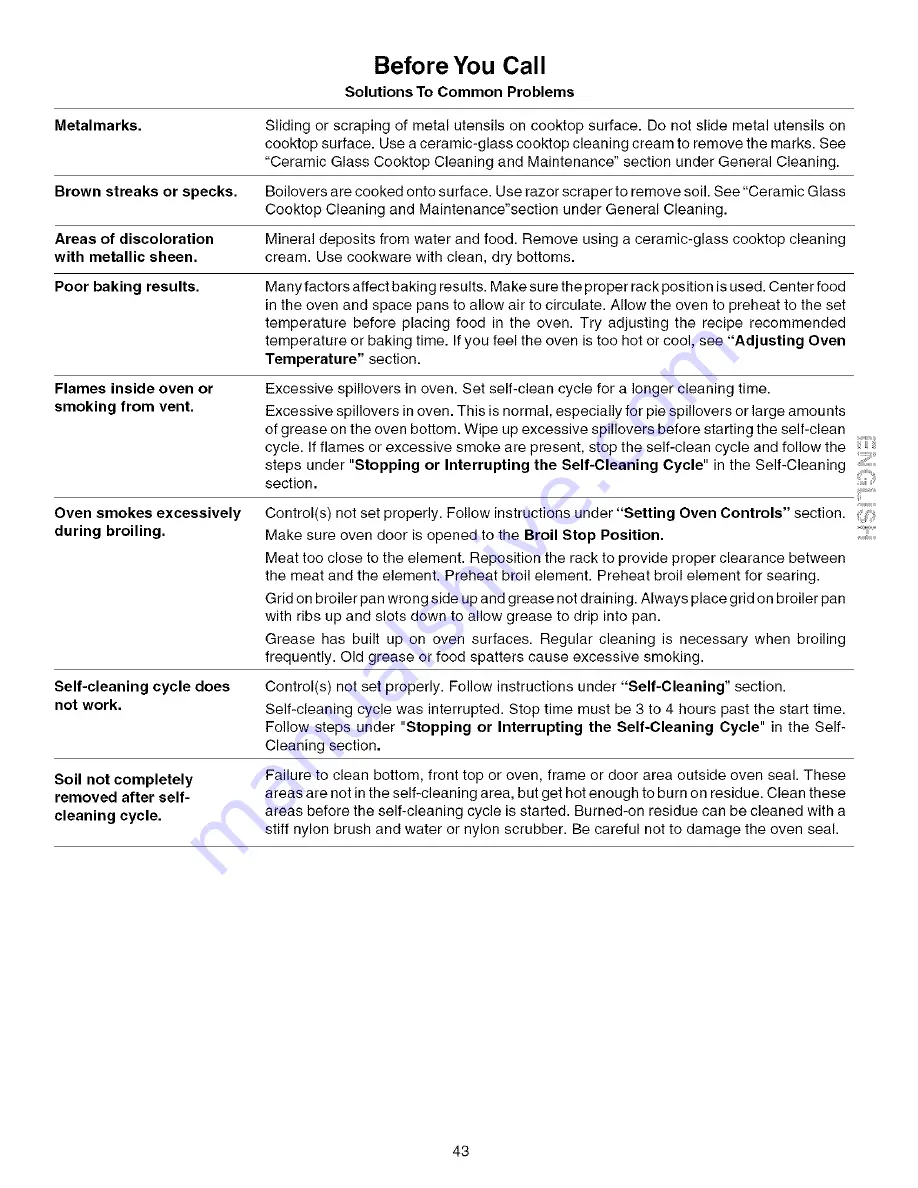 Kenmore 7560 - Elite 40 in. Dual Fuel Range Use & Care Manual Download Page 43