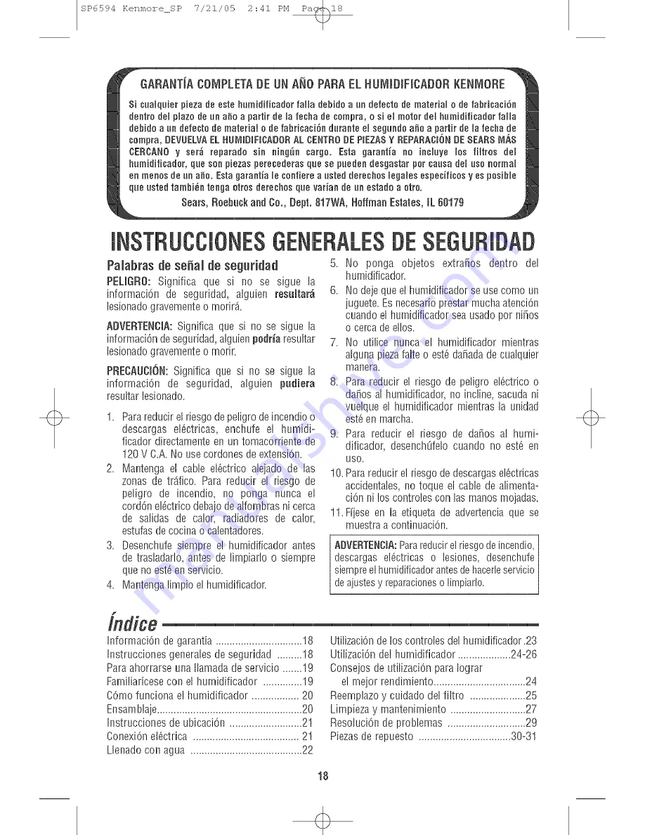 Kenmore 758.144108 Operator'S Manual Download Page 18