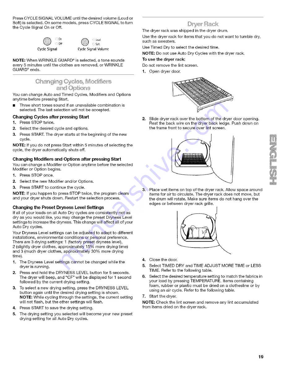 Kenmore 7806 - Elite Oasis ST 7.6 cu. Ft. Capacity Gas Dryer Скачать руководство пользователя страница 19