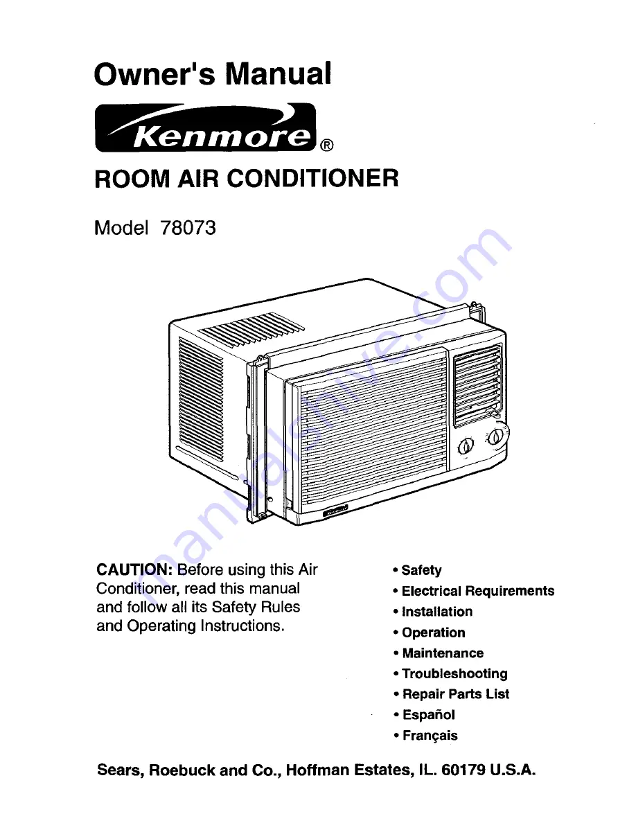 Kenmore 78073 Owner'S Manual Download Page 1