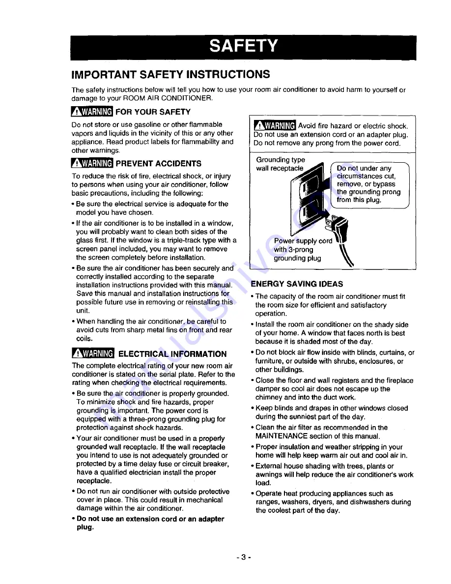 Kenmore 78073 Owner'S Manual Download Page 3