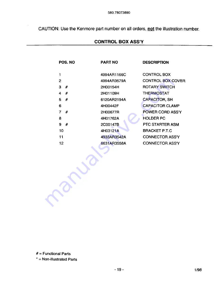 Kenmore 78073 Owner'S Manual Download Page 19