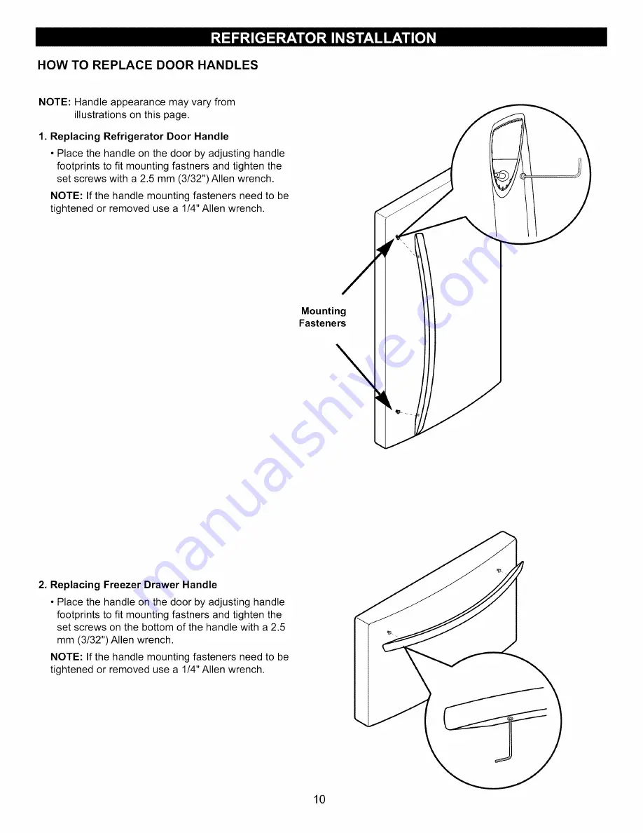 Kenmore 7834 - Elite 23.0 cu. Ft. Trio Bottom Freezer Refrigerator Use & Care Manual Download Page 10