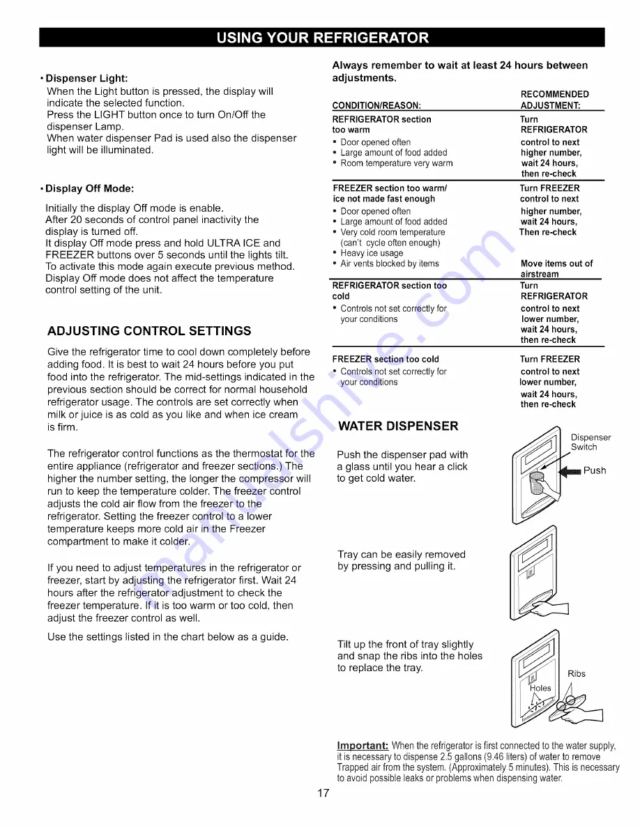 Kenmore 7834 - Elite 23.0 cu. Ft. Trio Bottom Freezer Refrigerator Use & Care Manual Download Page 17