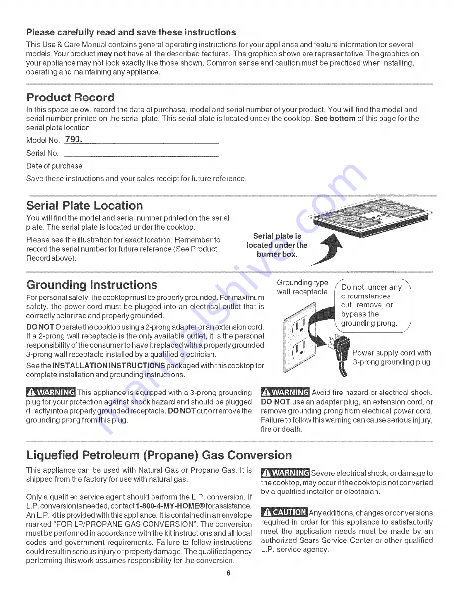 Kenmore 790.3322 Use & Care Manual Download Page 6