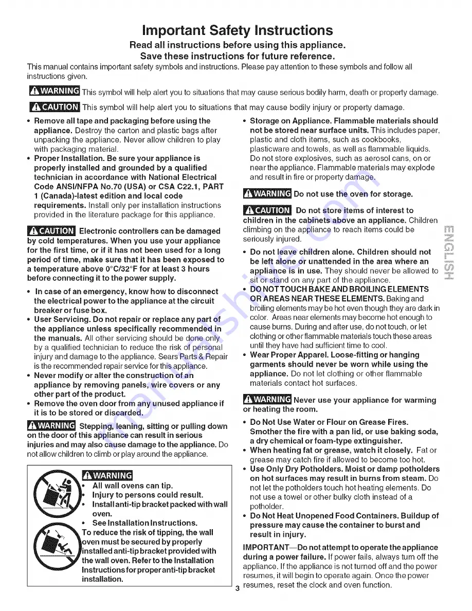 Kenmore 790. 4788 Use And Care Manual Download Page 3