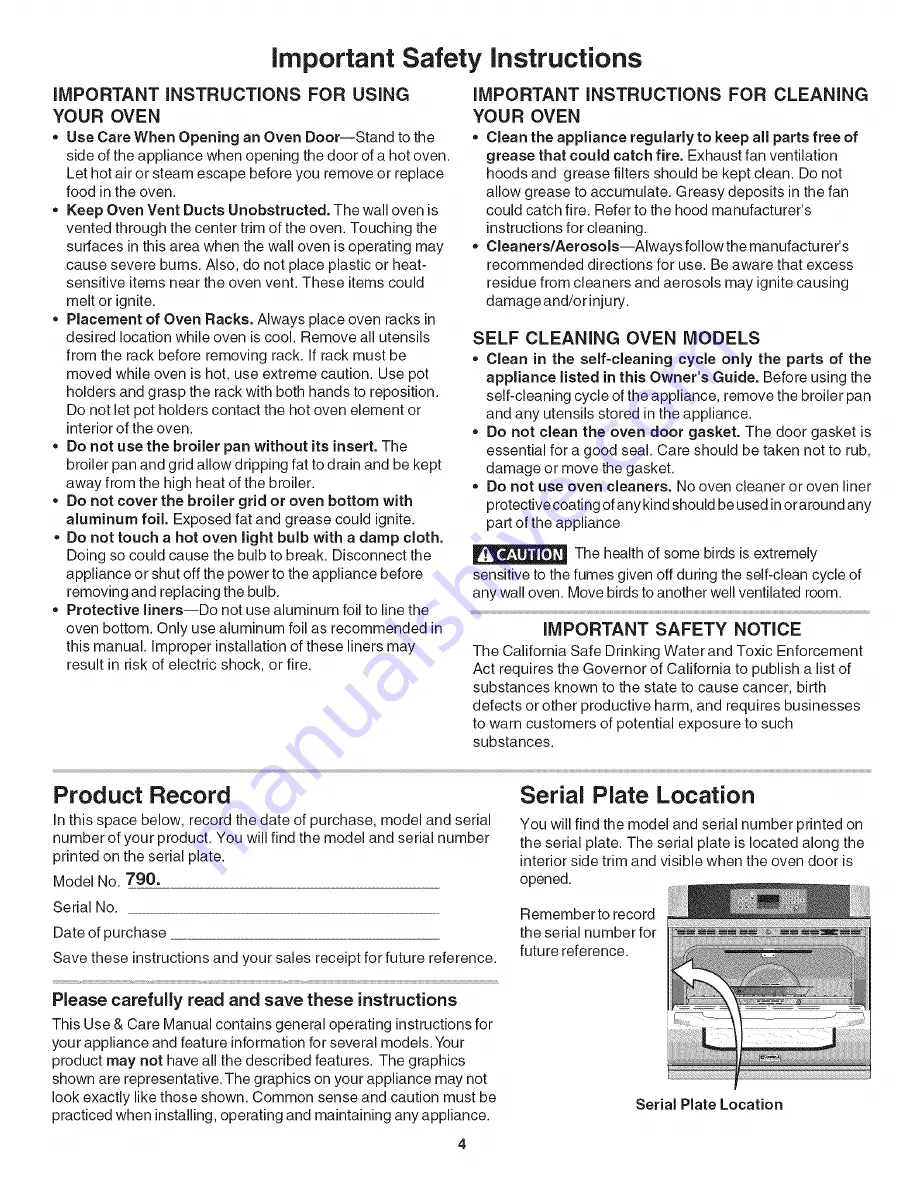 Kenmore 790. 4788 Use And Care Manual Download Page 4