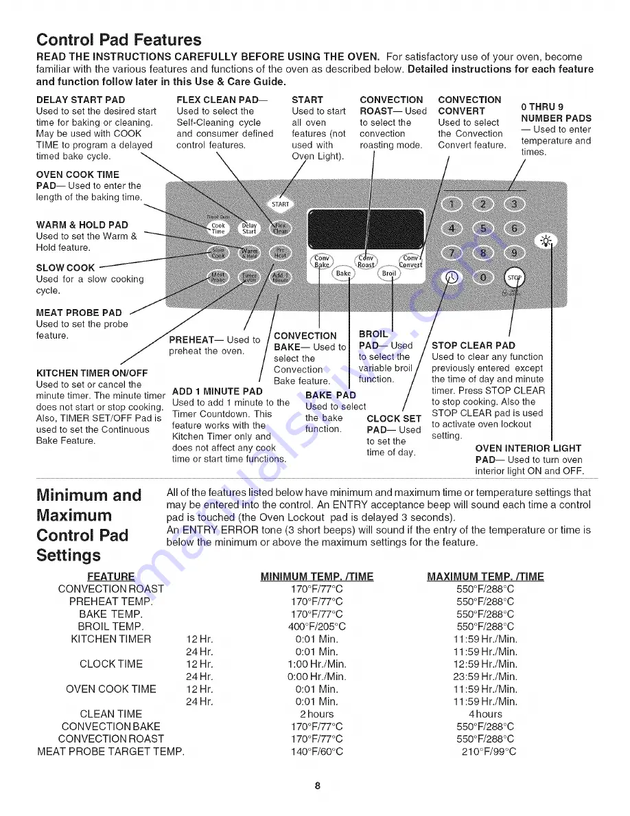 Kenmore 790. 4788 Use And Care Manual Download Page 8