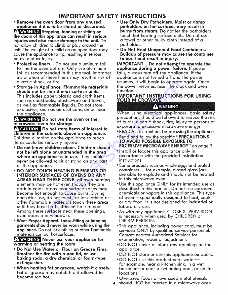 Kenmore 790.4911 Series Use & Care Manual Download Page 4