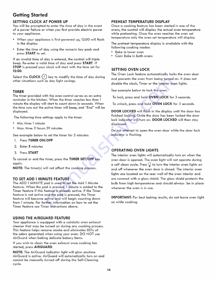 Kenmore 790.4911 Series Use & Care Manual Download Page 14