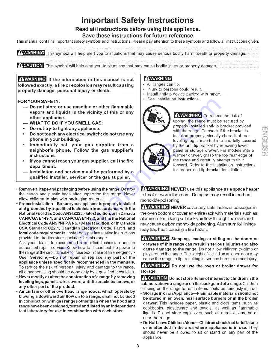 Kenmore 790.7115 Series Use & Care Manual Download Page 3