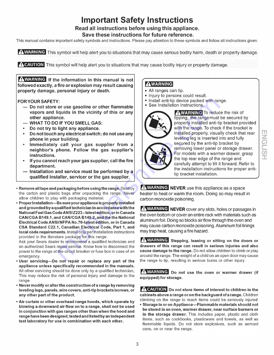 Kenmore 790.7134 Series Use & Care Manual Download Page 3