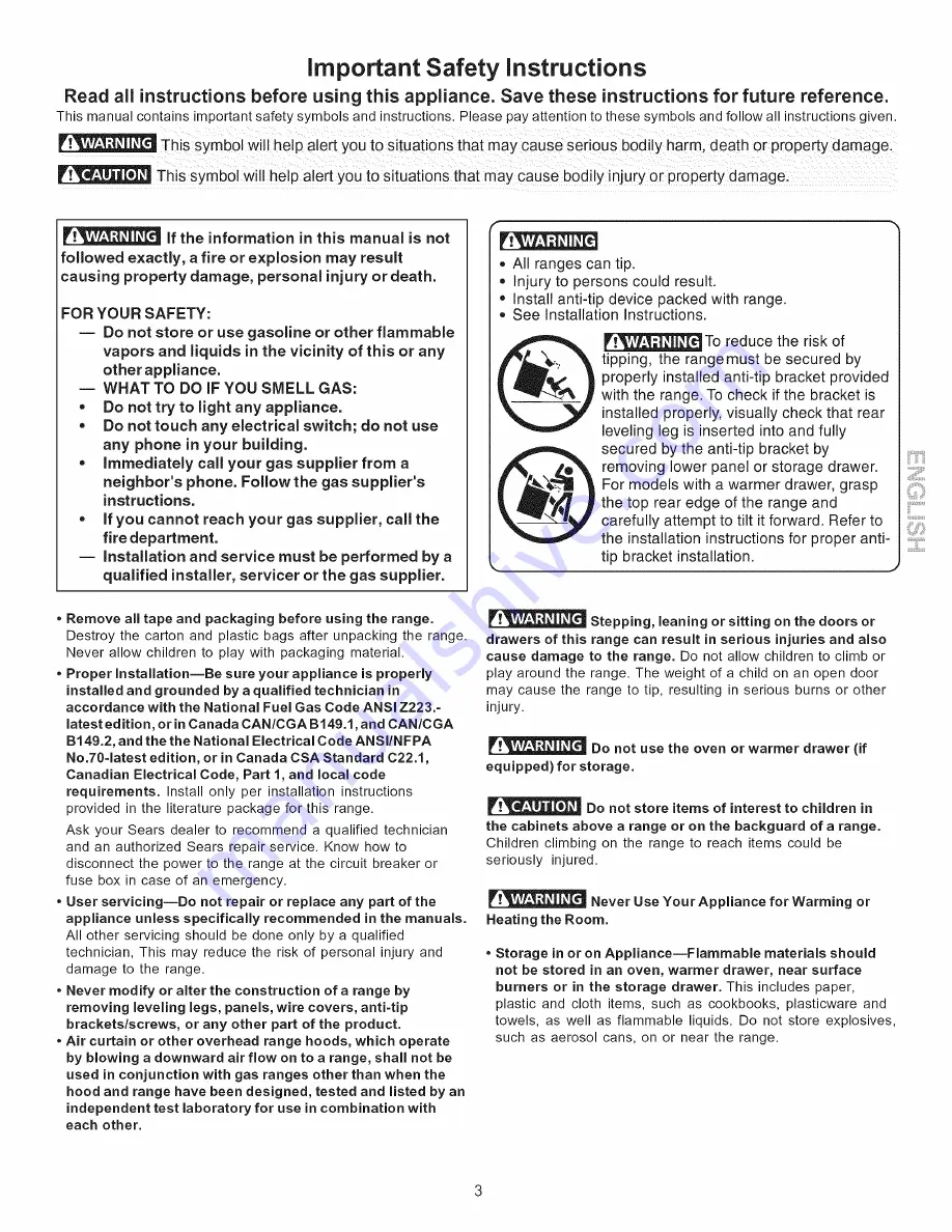 Kenmore 790.7755 Use & Care Manual Download Page 3