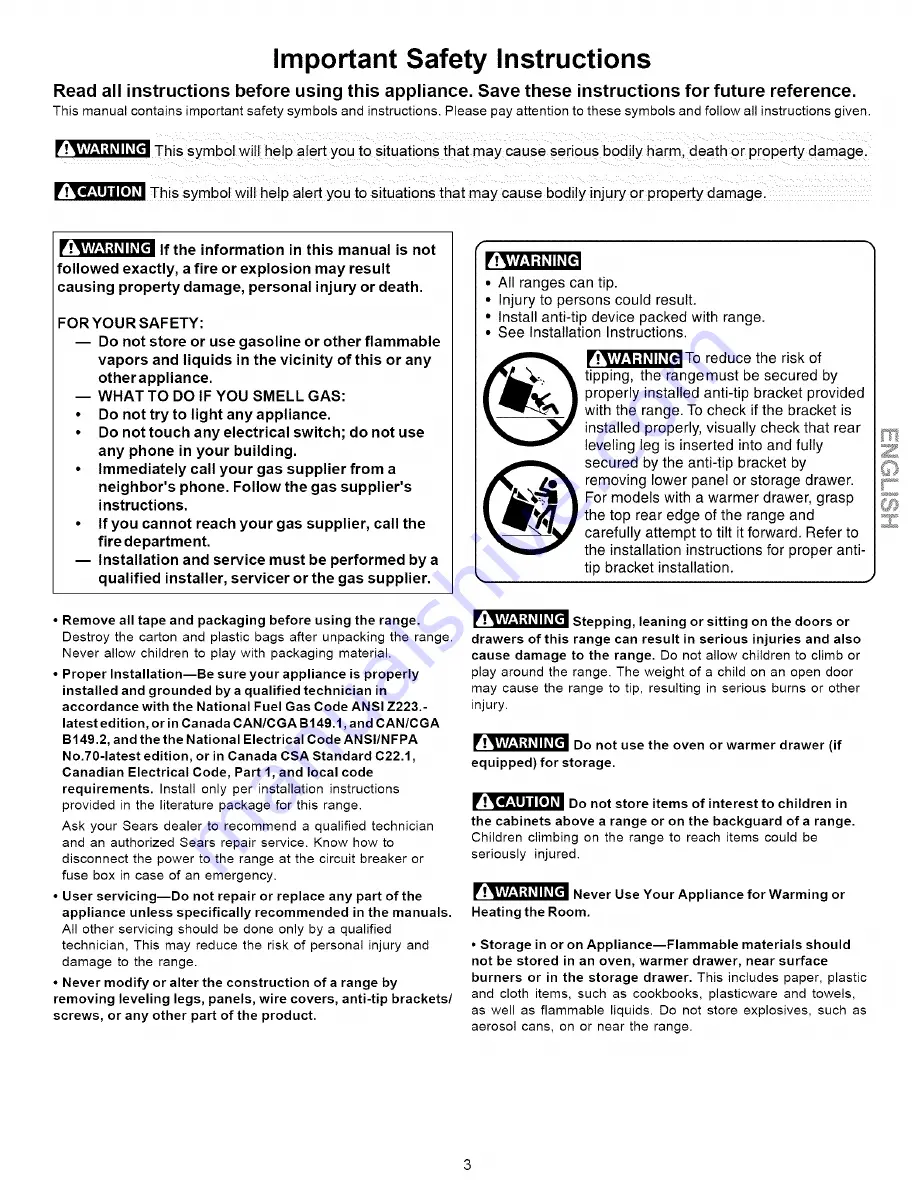 Kenmore 790.7887 Series Use & Care Manual Download Page 3