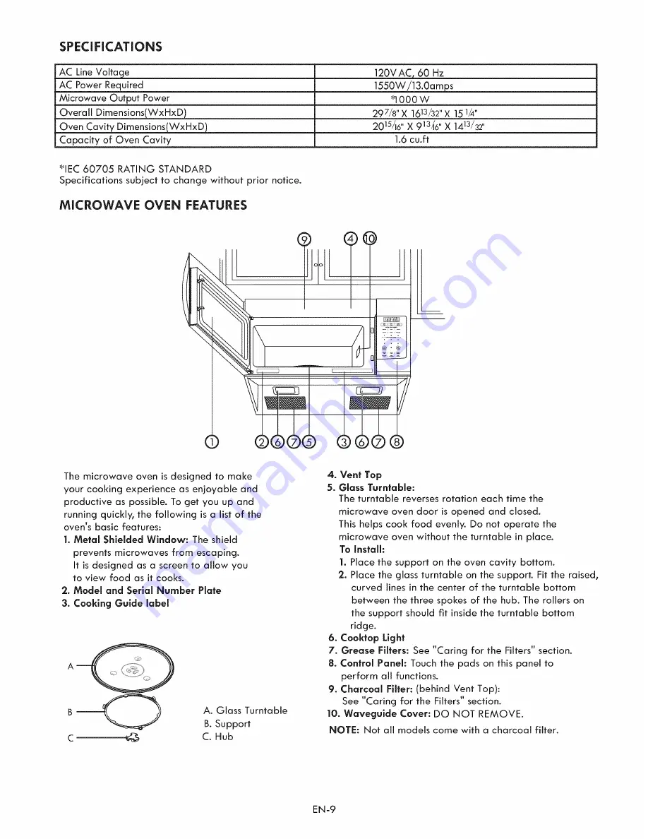 Kenmore 790.8032 Скачать руководство пользователя страница 9