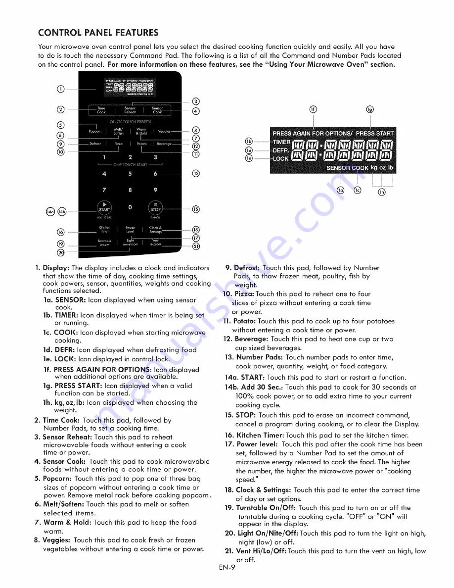 Kenmore 790.8034 Скачать руководство пользователя страница 9