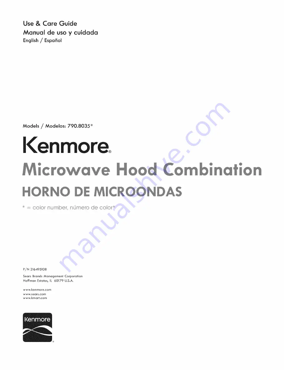 Kenmore 790.8035 Скачать руководство пользователя страница 1