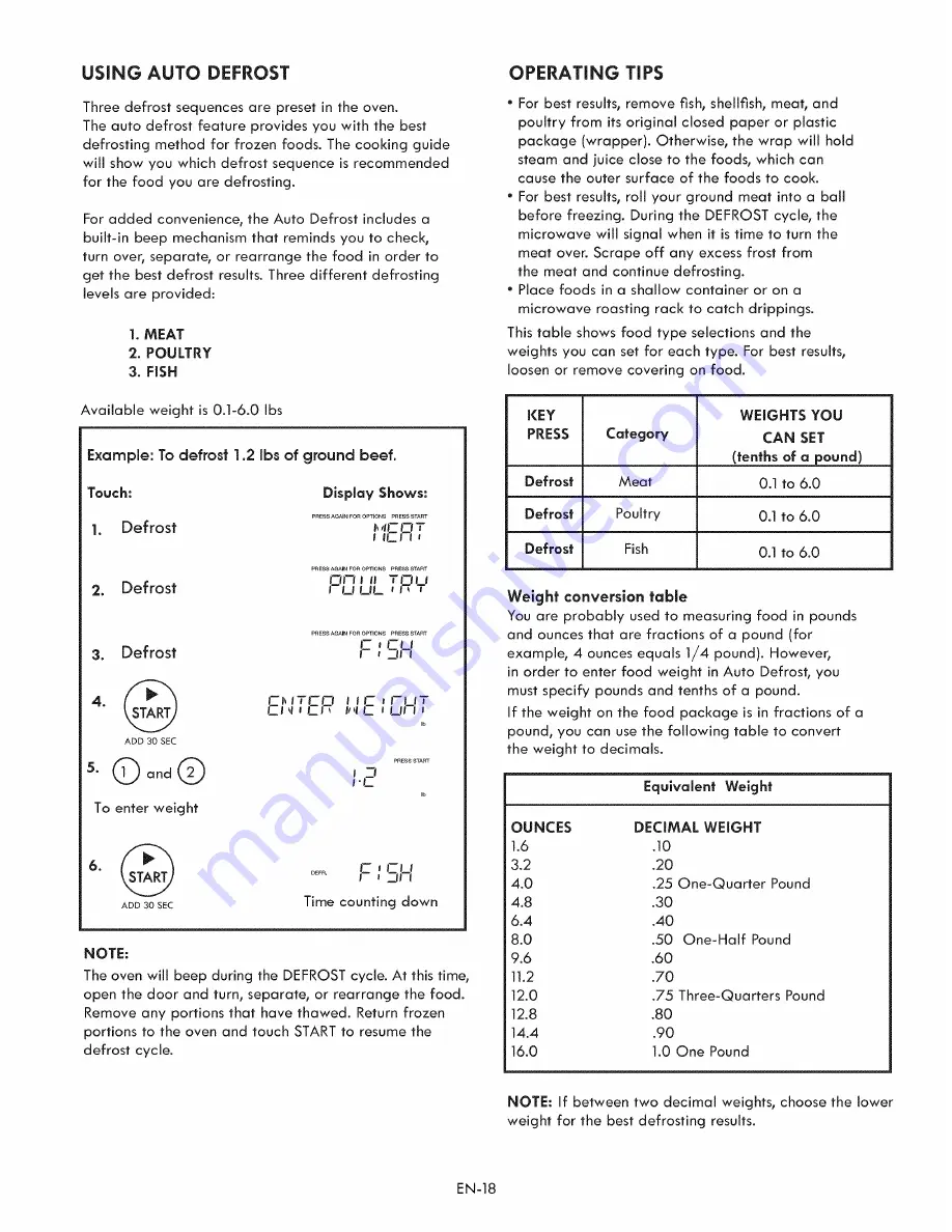 Kenmore 790.8035 Use & Care Manual Download Page 18