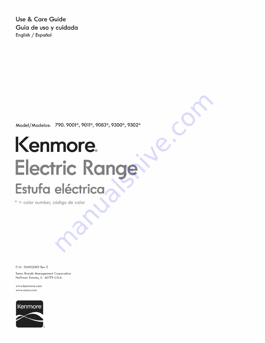 Kenmore 790. 9001 Series Скачать руководство пользователя страница 1