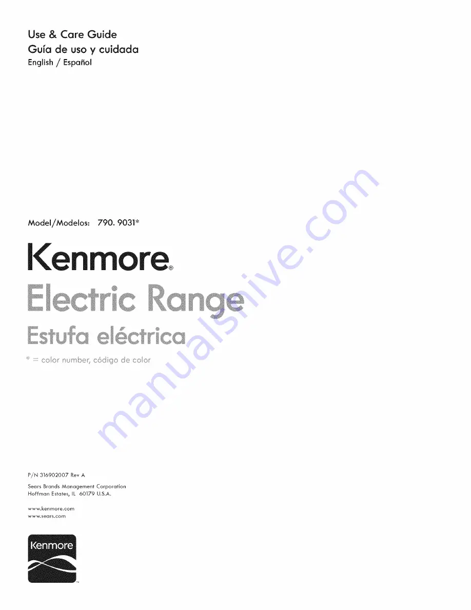 Kenmore 790.9031 Series Use And Care Manual Download Page 1