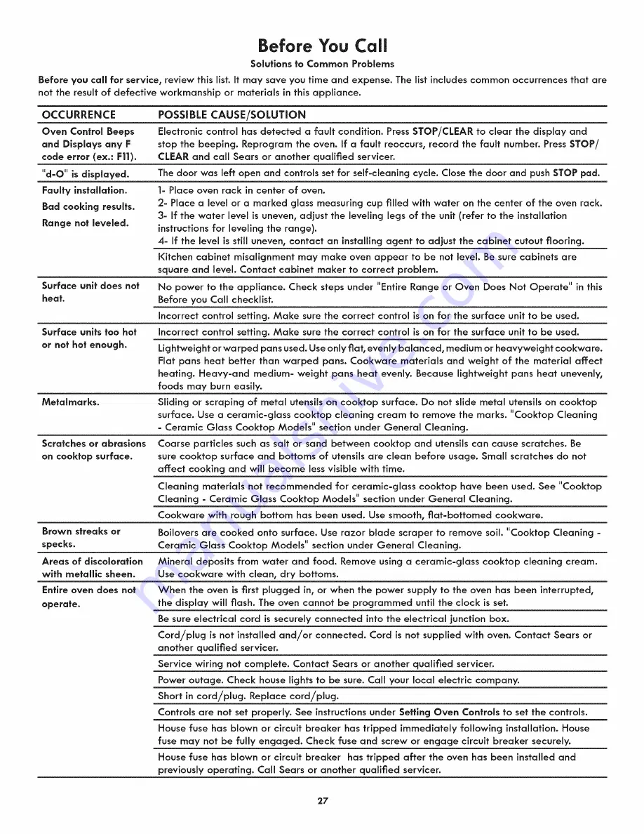 Kenmore 790.9760 Use & Care Manual Download Page 27