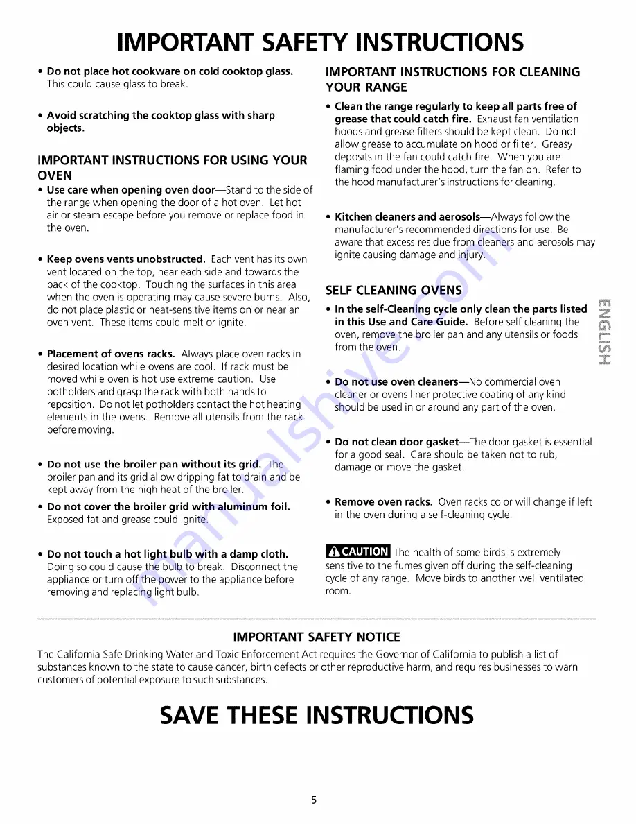 Kenmore 790.99503 Use And Care Manual Download Page 5