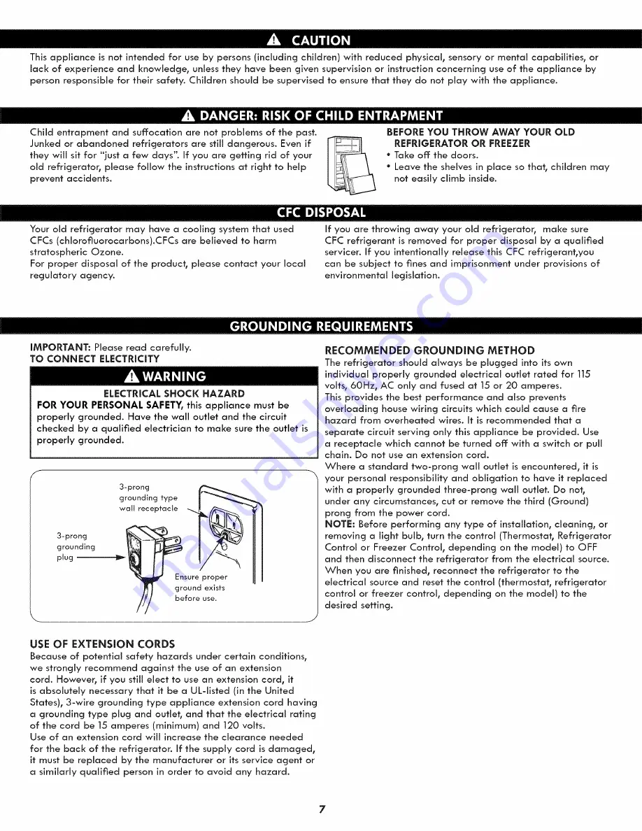 Kenmore 7901 - 19.0 cu. Ft. Top Freezer Refrigerator Use And Care Manual Download Page 6