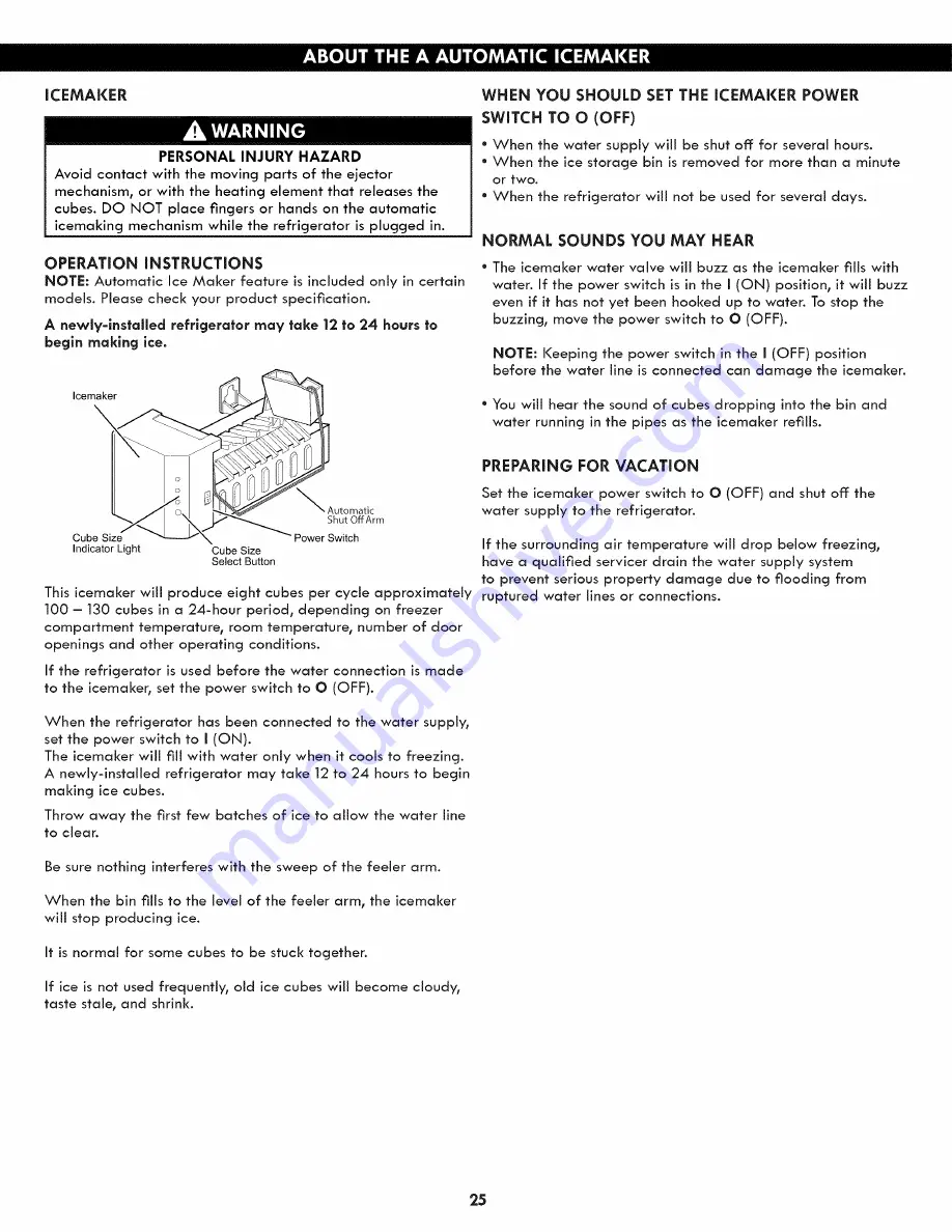 Kenmore 7901 - 19.0 cu. Ft. Top Freezer Refrigerator Use And Care Manual Download Page 24