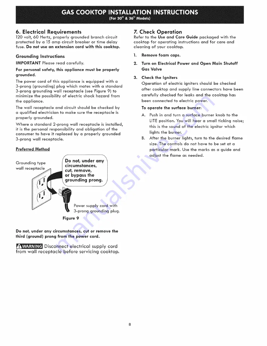 Kenmore 79032302000 Installation Instructions Manual Download Page 8