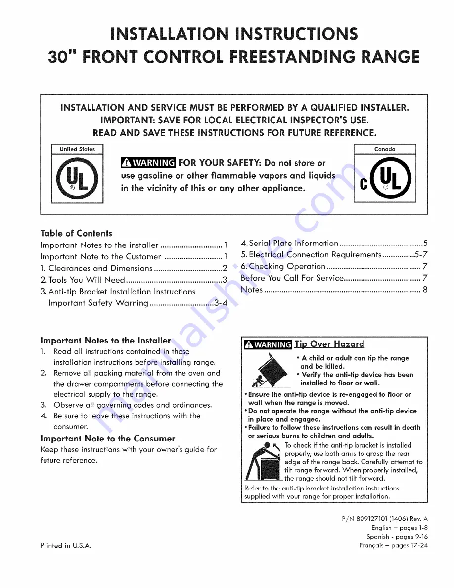 Kenmore 79041313410 Installation Instructions Manual Download Page 1