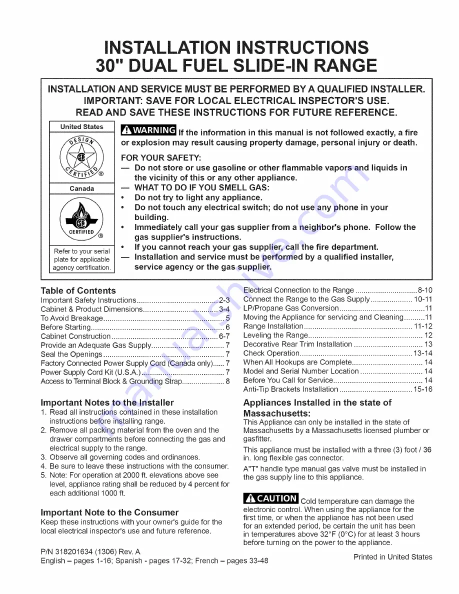 Kenmore 79042603310 Installation Instructions Manual Download Page 1