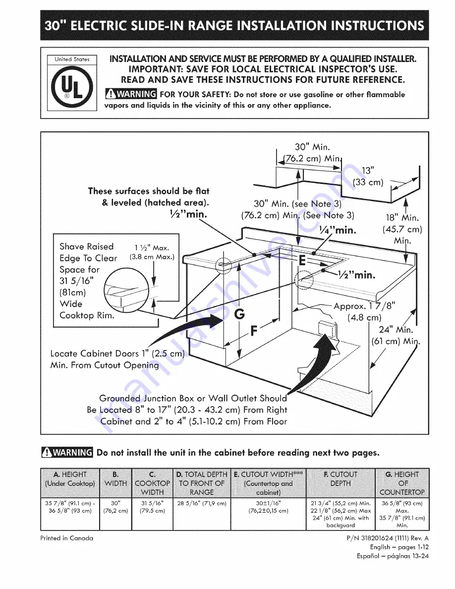 Kenmore 79046762905 Installation Instructions Manual Download Page 1