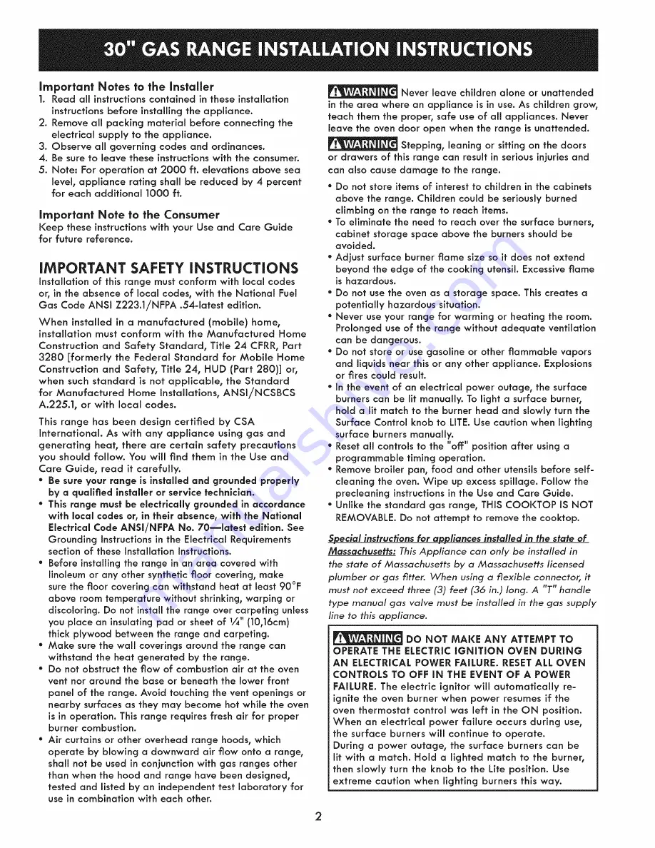 Kenmore 79078013002 Installation Instructions Manual Download Page 2