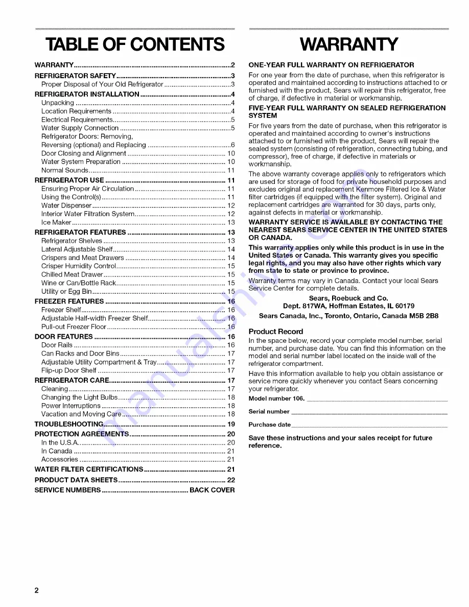 Kenmore 7930 Use And Care Manual Download Page 2