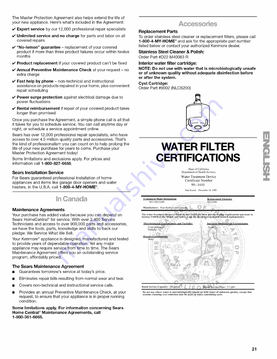 Kenmore 7930 Use And Care Manual Download Page 21