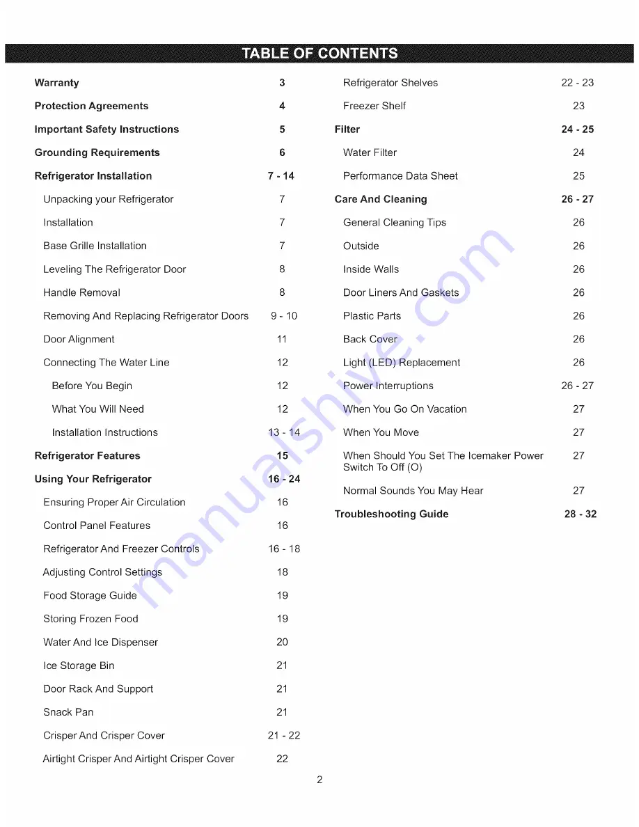 Kenmore 795.5107 Use And Care Manual Download Page 2