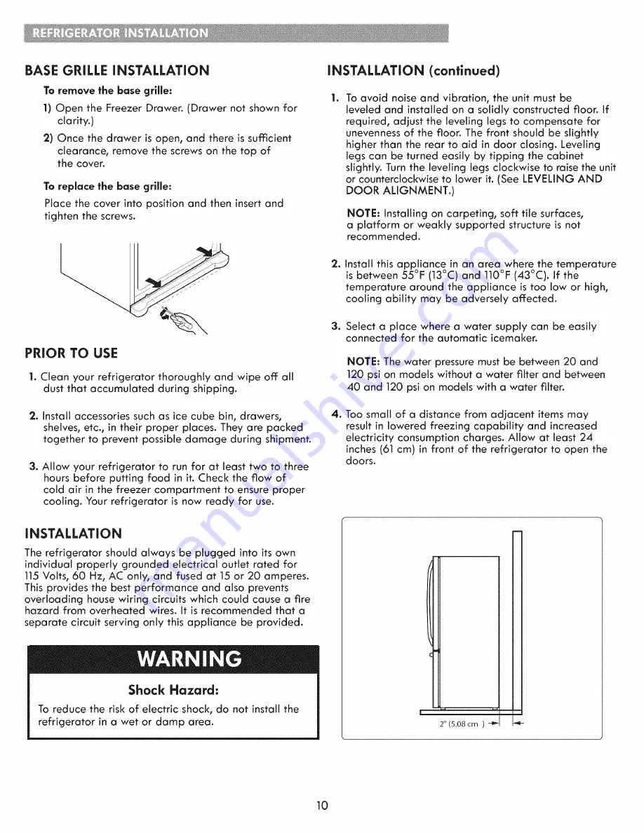 Kenmore 795.71032110 Use And Care Manual Download Page 10