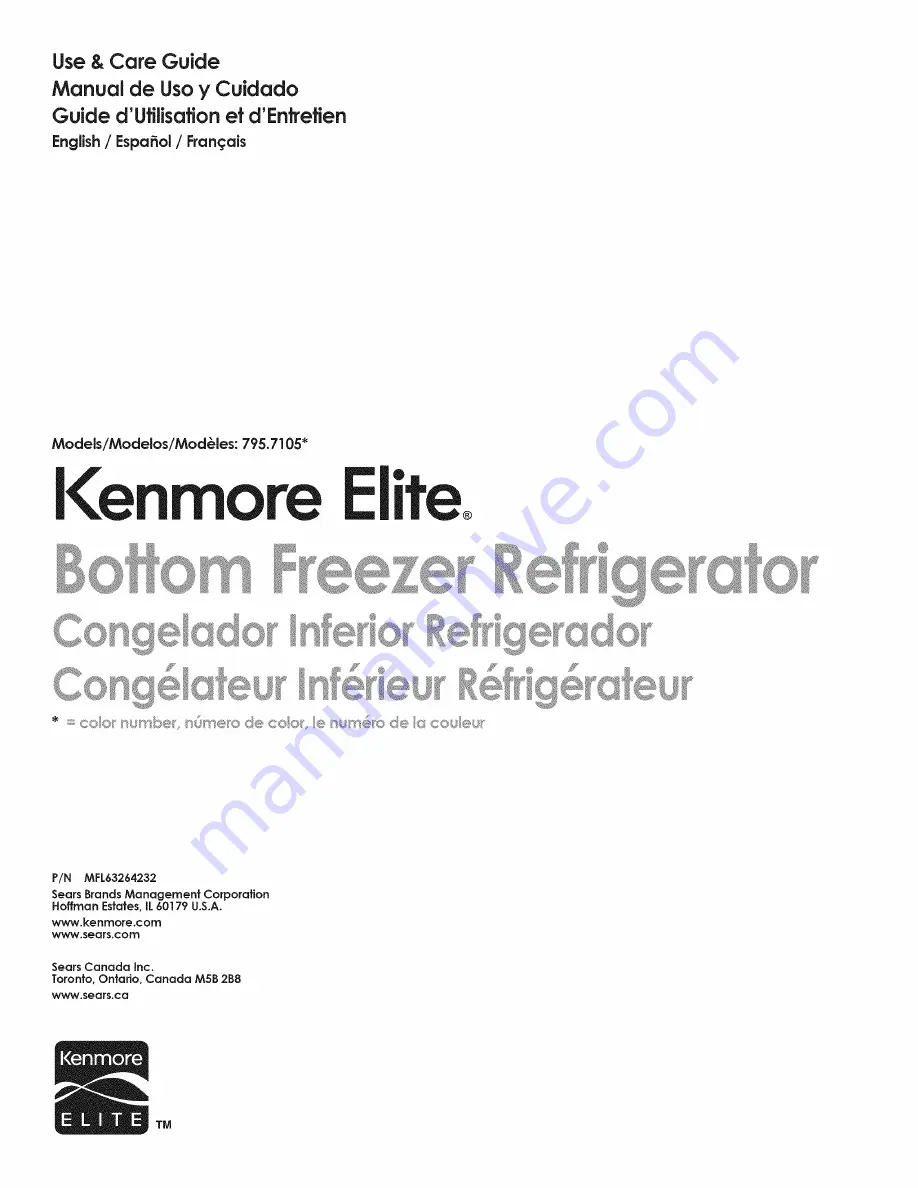 Kenmore 795.71053014 Use & Care Manual Download Page 1