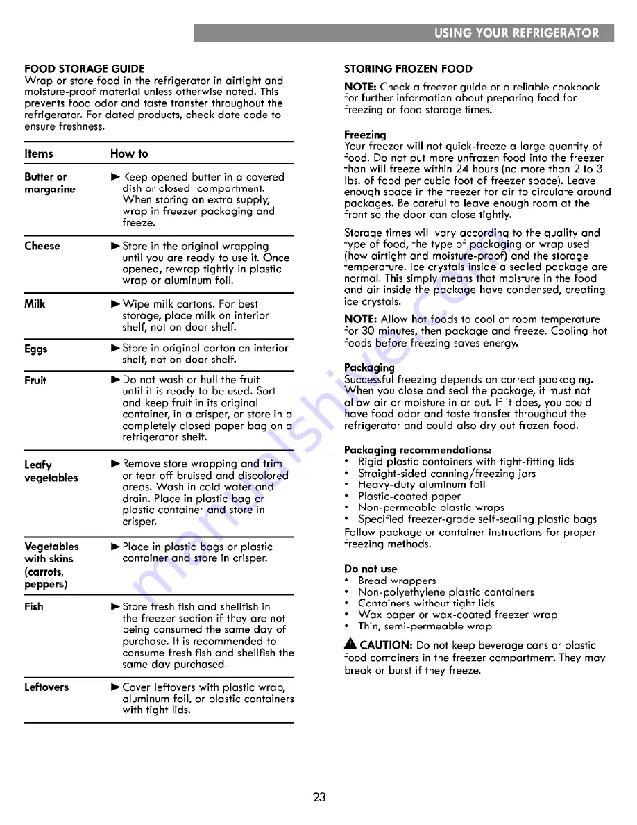 Kenmore 795.7203 Series Use & Care Manual Download Page 23