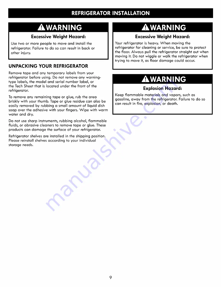 Kenmore 795.7303 Series Use & Care Manual Download Page 9